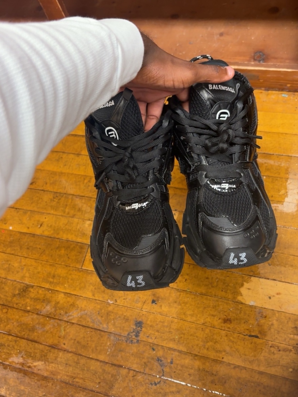 Balenciaga Black Men's Triple S-Style Chunky Sneakers